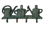 Mr Gecko Cast Iron Hand Made Wall 4 Hook Hanger Watering Cans Design