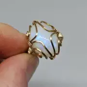 TNT: Size 7 - 14k Gold-filled Wire Flashy Blue Moonstone Ring His/Hers/Theirs