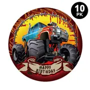 Monster Truck Theme 9 inch 23cm Plates 10PK - Kids Birthday Party Tableware