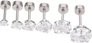 [VALICLUD] 6pcs Stainless Steel Earrings for Men Durable Zirconia Studs Comfortable Cartilage Earring for Parties Weddings Birthdays Casual Wear Stylish Ear Accessories