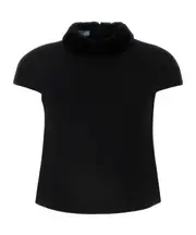 Prada Back-Zip Short-Sleeved Top IT40 black