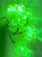 St. Patrick's Battery-Operated LED Shamrock String Lights, 10-Bulb Strand 3 ft