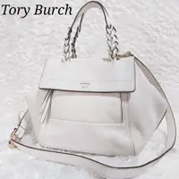 在飛比找蝦皮購物優惠-TORY BURCH 手提包 兩用 皮革 白色 mercar