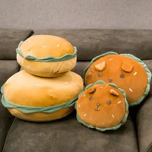 創意仿真漢堡抱枕面包毛絨玩具可愛搞怪食物玩偶娃娃生日禮物女生