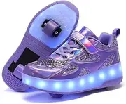 [GIMKOUNN] Roller Shoes Girls Sneakers USB Rechargeable 2 Wheels Shoes Roller Skates for Beginner Trainers Shoe 16 Modes LED Light Up Flash Sneaker for Unisex Kids Boys Stylish Footwear