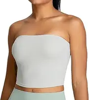 [KEOYA] Women's Strapless Basic Bandeau Seamless Sports Tube Tops Yoga Wireless Longline Bra Sleeveless Workout Crop Top