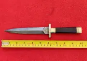 Hand Forged Damascus Steel Boot Dagger Knife With Rosewood Handle & Brass Guards
