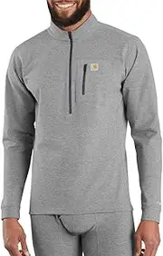 [Carhartt] Men's Force Tech Quarter-Zip Thermal Base Layer Long Sleeve Shirt, Shadow Heather