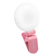 2 In LED Selfie Ring Light Circle Disc Clips for Cell Phone Laptop Camera, Pink