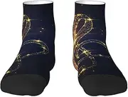 [EdWal] Gold Musical Note with Fallen Shiny Star print Men's Moisture Control Crew Socks Socks For Men and Women Gifts For Golf, Hunting, Camping