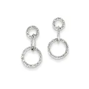 14k White Gold Real Diamond Circle Earrings