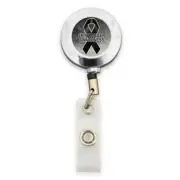 Skin Cancer Awareness Ribbon Silver ID Card Holder Retractable Badge Reel