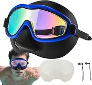 Swimming Goggles - Swimming Goggles with Nose Cover for Adult | UV Protection Silicone Water Glasses with Nose Cover for Diving, Snorkeling & Beach