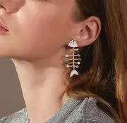New Lovisa Sterling Silver Fish Bones Earrings, Fish Bones Drop Earrings