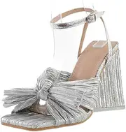 [ZIRIA] Shoes Bow tie silk retro fairy shoes High Heels Leisure Chunky Platform Sandals Woman
