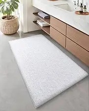 Color&Geometry White Bathroom Rugs- Absorbent, Non Slip, Soft, Washable, Quick Dry, 24"x43" Small White Rug White Bath Mats for Bathroom, Microfiber Shower Mat Bath Rug Bathroom Carpet