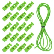 25 Pcs Double Hole Cord Locks with Elastic Cord, Green