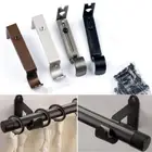 19mm Heavy Duty Metal Curtain Rod Pole Wall Bracket Screw Drapery Hook Holder AU