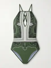 [La DoubleJ] La DoubleJ - Fonda Cutout Printed Swimsuit - Green - x small x small Green