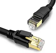 Yauhody CAT 8 Ethernet Cable 0.5m, High Speed 40Gbps 2000MHz 26AWG Internet Network LAN Cable with Gold Plated RJ45 Connector for Router, Modem, PC, Switches, Hub, Laptop, Gaming, Xbox (0.5m/Black)