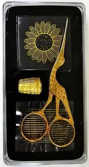 Sewing & Embroidery Gift Set, Stork Scissors, Thimble, Needles & Tape