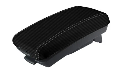 Console Lid Armrest Cover Carbon Fiber for Kia Forte 2010-2013 Gray Stitch