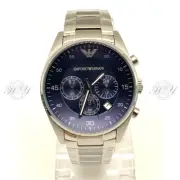 New In Box Emporio Armani AR5860 Blue Steel Chrono Stainless Steel Mens Watch