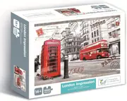 Jigsaw Puzzles 1000 Pieces for Adults London Impression Red Bus Telephone Booth Large Difficult Puzzles Decompressing Game