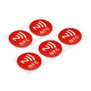 5Pcs NFC Stickers NFC213 Tag Sticker 144 Bytes Blank Round NFC Tags Red