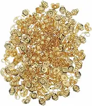Healeved 200pcs Gold Brass Earring Backs Replacements Hypoallergenic Secure Small Brass Earring Backs Stoppers Locking for Post Studs Earrings