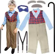 * 4ES * KIDS * ' OLD MAN COSTUME ' --6 PIECES ' WIG NOT INCLUDED ' LARGE (8-10)