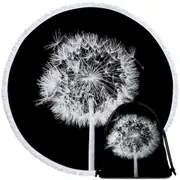 Black and White Zoom Photo Groundsel Round Beach Towel