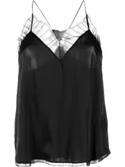 [IRO] lace-embellished silk top 36 Black