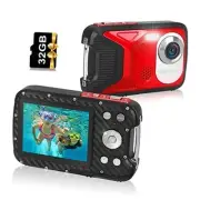Waterproof Digital Camera,17 FT Underwater Camera 2.8" LCD HD1080P 30MP Kids