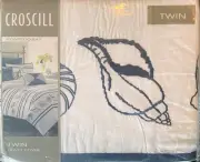 Croscill Montego Bay TWIN Cover Embroidered Sea Shells White/Blue