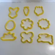 9 Spring Cookie Cutters: Bunnies Carrot Tulip Egg Flower Sun Cloud Butterfly
