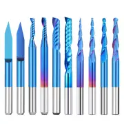 10pcs End Mills CNC Router Bits 1/8" Shank CNC Cutter Milling Carving Bit Set