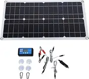 DC 12V 24V 20A Controller with Portable Solar Panel Kit, 100W Solar Panel IP67 Weatherproof for RV and Camping