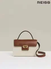 Reiss Neutral Kinsley Girls Linen Canvas Top Handle Bag (F71618) | $115