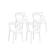 4PC Outdoor Dining Chairs PP Portable Stackable Chair Patio Furniture White