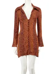 Brown Jackie Floral Pattern Mini Dress