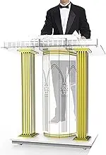 Pulpits for Churches, Acrylic Podium Stand, Portable Rolling Teacher Podium Floor Lectern Podium, Steady Standing Desk Sit-to-Stand Desk with Wide Reading Surface