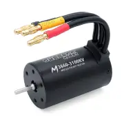 SURPASS HOBBY M3650 M3660 3.175mm Shaft 4.0mm Gold-Plated Connectors All-Black Waterproof Brushless Motor for 1/10 RC Ca