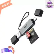 USB C SD Card Reader, Dual Slot MicroSD & SD Adapter, Plug & Play, Grey