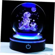 3D Mermaid Crystal Ball with Colorful Light Base, Laser Engraved Mermaid