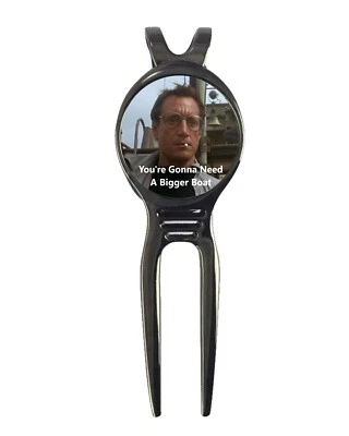 JAWS Need A Bigger Boat Golf Ball Marker + Black Metal Divot Tool