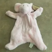 Kellytoy Elephant Plush Flatties Crinkle Rattle Lovey Security Blanket 16" Pink