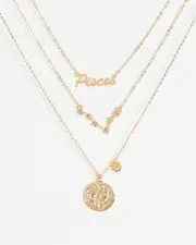 Gold Pisces Zodiac Necklace