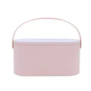 Cosmetic Bag Dressing Case Portable Travel Dresser Cosmetic Mirror Lamp Fixing Makeup Lipstick Skin Care Product Storage Box Basket PINK COLOR