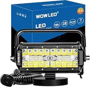 WOWLED Magnetic LED Work Light Bar, 7 Inch 120W LED Combo Beam Light Pod with Magnetic Base Mount, Portable LED Light Flood and Spot for Camping Car SUV Boat Bar Truck Driving Lamp Fog Lights